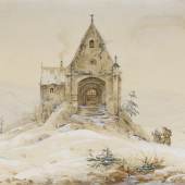 Ernst Ferdinand Oehmes Aquarell „Bergkapelle im Winter“ stieg von der Taxe in Höhe von 3.000 Euro auf unglaubliche 40.000 Euro