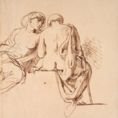 Eugène Delacroix, Zwei sitzende Frauen, 1835, Feder und braune Tinte auf Papier, Ashmolean Museum, University of Oxford