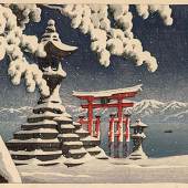 Hasui: Schnee in Itsukushima - res 