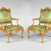 London International Fine Art Fair at Olympia, 4-13 June 2010  AN IMPORTANT PAIR OF GEORGE II GILTWOOD ARMCHAIRS ATTRIBUTED TO WILLIAM AND RICHARD GOMM CIRCA 1755 Courtesy of Frank Partridge