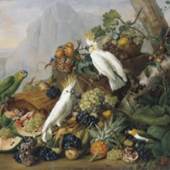 Franz Xaver Petter Früchtestillleben mit Papageien, 1827 Öl auf Leinwand
Höhe 108 cm, Breite 143 cm
unten Mitte bez.: Franz Xav: Petter. 1827 Inv.-Nr. GE1334 Provenienz: 1816 durch Fürst Johann I. von Liechtenstein von Graf Fries erworben © Liechtenstein Museum