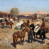 Franz Roubaud Pferdemarkt in Turkestan Öl auf Leinwand 85,5 x 150cm Schätzpreis: 140.000 - 160.000 Euro 