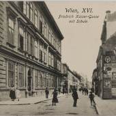 Friedrich-Kaiser-Gasse mit Schule, Sperlings Postkartenverlag, um 1910, Sammlung Wien Museum