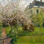 Fritz von Wille (1860 – 1941) Kirschbaumblüten mit Blick auf das Dalbendener Schullandhaus | Öl auf Leinwand | 60 x 70cm Schätzpreis: 1.500 – 2.000 Euro Online Only Auktion vom 11. – 24. Mai 2018