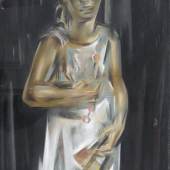 Jeune fille à la robe blanche. Farbkreide-Zeichnung auf Papier, auf Lwd., sig. u.l., 130x81,5 cm
