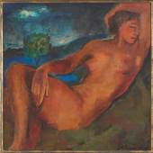 Galerie Magnet-Willy Eisenschitz, 1889-1974, Schlafende Nackte im Freien, 1945, HST (Öl auf Leinwand), 58x59, signiert, Buch Seite 96 u. 223, H 167