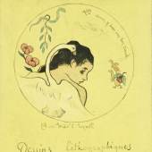 Paul Gauguin Leda, 1889 Frontispiz der Suite Volpini Zinkografie, handkoloriert, Bild: 22.1 x 20.4 cm (inklusive Inschrift) Privatsammlung