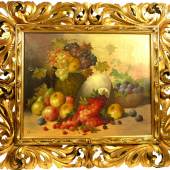 E. Sturani. Sign. Italienisches Stillleben mit reifen Früchten des Südens. Maße mit Rahmen 86 x 99 cm. Lw.  Ausrufpreis: 200,00