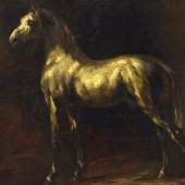 Géricault, Théodore 1791 Rouen - 1824 Paris  Der Schimmel. Cheval gris. Öl auf Leinwand. Doubliert. 46,5 x 55,5cm. Rahmen. Schätzpreis: 	40.000 - 60.000 €  Van Ham | Saša Fuis (Köln)