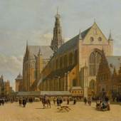 Gerrit Adriaensz. Berckheyde, Der Marktplatz in Haarlem mit Blick auf die Grote Kerk, 1665  