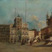 Francesco Guardi, Der Markusplatz in Venedig mit der Torre dell‘Orologio, um 1770, Öl auf Leinwand © Gemäldegalerie der Akademie der bildenden Künste Wien