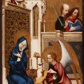 Meister von Heiligenkreuz Vermählung der Hl. Katharina, Rückseite: Madonna und Kind Diptychon, um 1400/1410 Eichenholz, Goldgrund 72 × 43,5 cm © KHM-Museumsverband