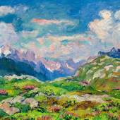 3046 GIOVANNI GIACOMETTI Bergell mit Blick auf die Sciora-Gruppe. 1931. Öl auf Leinwand. 75,5 x 80 cm. Ergebnis: CHF 312 000