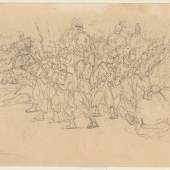 Giovanni Fattori, Scena di battaglia (1875 circa; disegno a grafite, 156 × 242 mm; Roma, Istituto centrale per la grafica, inv. D-FN317)