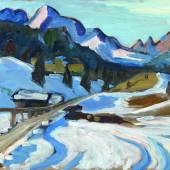 Gabriele Münter (1877 - 1962) Winter in Elmau, 1933, Öl/Sperrholz, 32,5 x 44 cm erzielter Preis € 329.700 Auktion 28. November 2013 