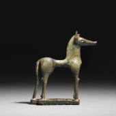 Greek bronze votive horse  Geometric Period. Laconian type. c. 750-730 BC  Height: 9.2 cm, Length: 8.2 cm, Depth: 2.6 cm   Rupert Wace Ancient Art Ltd.