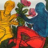 HAP Grieshaber, Paar in der Wiese, aus dem Aquarellzyklus: "ortus sanitatis", 1979, Aquarell, 73 x 102 cm