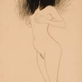 Gustav Klimt, Study for the left-hand Gorgon in the `Beethoven Frieze` (1901) Black chalk and Indian Ink on paper, 44,5 x 31,3 cm