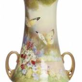 Doulton vase by H.Price with Butterflies and flowers 9” high c.1920 Exhibitor: Julian Eade