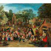 397 † Pieter Brueghel d. J., 1564 Brüssel - 1637 Antwerpen  Die Pfingstbraut Öl auf Holz. Parkettiert. 50,8 x 77,8 cm. ... » Details  Schätzpreis: € 200.000 - 300.000