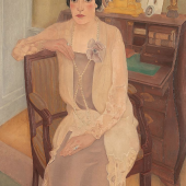 HARMEN MEURS, Dame mit Perlenkette, 1928 Öl/Leinwand, 115,5 × 90 cm