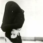Meredith Monk hanging over Gary Gladstone, 1964 Sarah Lawrence Yearbook