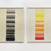Heinz Mack (Lollar, Hessen, 1931 geb.) Quartett, 1965, jeweils signiert, datiert mack 65, Pastell und Ölkreide auf Papier, Maße von links nach rechts: Nr. 1, 3 & 4 158 x 123,5 cm, Nr. 2 157,5 x 118,5 cm, erzielter Preis € 494.000