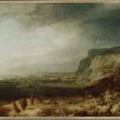 Hercules Segers, Mountain Landscape with Panorama, 1620-25. Oil on canvas applied to wood. Galleria degli Uffizi, Florence