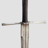 Zweihänder-Schwert dt. 1500 (l) + Silbermontierter Kandschar, osmanisch, 2. Hälfte 17. Jhdt. (r) Startpreis: 12.000 + 16.000 Euro
