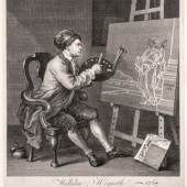 William Hogarth Hogarth Painting the Comic Muse (Hogarth malt die komische Muse), 1764 Kupferstich und Radierung 40,3 x 35,2 cm Kunsthalle Bremen – Der Kunstverein in Bremen, Kupferstichkabinett / Foto: Karen Blindow