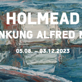 Holmead, Küstenstadt, 1970, Öl auf Leinwand | Abb. Ausstellungsübersicht: Holmead, Mann mit Brille, 1972 (Detail), Öl auf Leinwand auf Sperrho