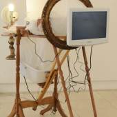 Ian Burns Stupid Harsh Reality, 2010 found object sculpture producing live video and audio 137 x 155 x 76 cm 
