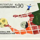 Fussball-Weltmeisterschaft Frankreich 1998. Originalentwurf. © Liechtensteinisches Landesmuseum, Foto: Sven Beham 