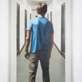 © Jean Pierre Cueto, Man with blue shirt 2014, Öl auf Leinwand, 230 x 150 cm  