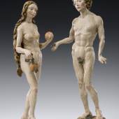 Adam und Eva, Statuetten, wohl Nürnberg, um oder nach 1525 Birnbaumholz, farbig gefasst, 26,6 x 11,2 x 7,6 cm, 24,9 x 7 x 7,7 cm Foto: Bastian Krack, Bayerisches Nationalmuseum