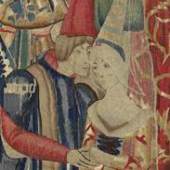 1460s tapestry fragment depicting The Marriage of Blancheflower, sold by Sam Fogg