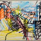 Frank Auerbach (b. 1951), To the Studios, 1977, felt-tip pen and pastel on paper, Stephen Ongpin Fine Art  