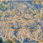 Paul Cézanne Baigneuses, La Montagne Sainte-Victoire au fond watercolour and pencil circa 1902-1906 5in by 8 ½in / 12.7cm by 21.6cm  Estimate: £4,000,000 – 6,000,000