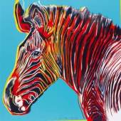  Andy Warhol  Grevy's Zebra | 1983 | Farbserigraphie auf Lenox Museumskarton | 96,5 x 96,5cm  Ergebnis: 48.750 Euro  Int. Auktionsrekord für dieses Blatt