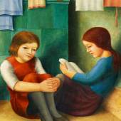 Georg Schrimpf Zwei Mädchen auf der Ofenbank 1927 Öl auf Leinwand 71 x 59cm Schätzpreis: 60.000 - 80.000 Euro