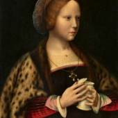 Joos van Cleve und Werkstatt Bildnis einer Dame als Heilige Magdalena Öl auf Holz (parkettiert). 36 x 27 cm. 422.000 €