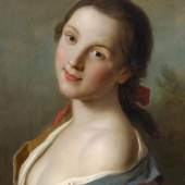 Rotari, Pietro Antonio 1707 Verona - 1762 St. Petersburg  Porträt einer jungen Frau. Öl auf Leinwand. Auf Holz. 44,5 x 35cm. Rahmen. 