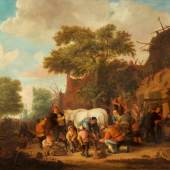 Isaac van Ostade (1621 Haarlem - 1649 ebenda) Reisende vor einer Herberge. Limitpreis: 	35.000 € [35.000 €