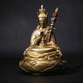 Padmasambhava Period of casting: 18th century
Size: 22cm Source: Mongolia Material: Gilt-bronze
 
Padmasambhava, The Lotus Born, was an Indian sage Guru. 