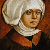 Meister des Albrechtsaltares zu Klosterneuburg, Bildnis einer jungen Wienerin 1440, Öl auf Holz 20,7 x 10,8 cm €100.000 – 150.000