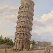 Jakob Alt: Der Schiefe Turm von Pisa, 1836 49 × 42 cm, Aquarell auf Papier (ALBERTINA, Wien) © Foto: ALBERTINA, Wien