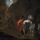 Jan Asselijn (1610 – 1652) Reiter am Brunnen | Öl auf Leinwand  75,2 x 95 cm