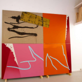 Jean-Marc Thommen – Mémoires Vives, 2022 technique mixte sur toiles de lin et de coton, cales en bois, 264 x 292 cm