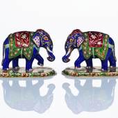 A pair of jewelled gold and enamel elephants, Jaipu… £2,000-3,000)