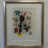 Bild 13: Joan Miró, liberté des libertés, Farblithografie, 1971, Ex.:15/125, 35&47 cm. 3.700 €. Gerahmt in Echtsilbervergolderrahmen mit Passepartout und Mirogardglas UV 70 = 4.150 €